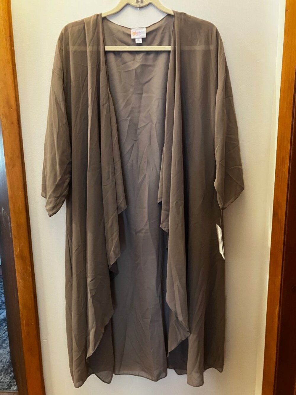 LulaRoe Shirley Sheer Duster Grey Size L 43"L